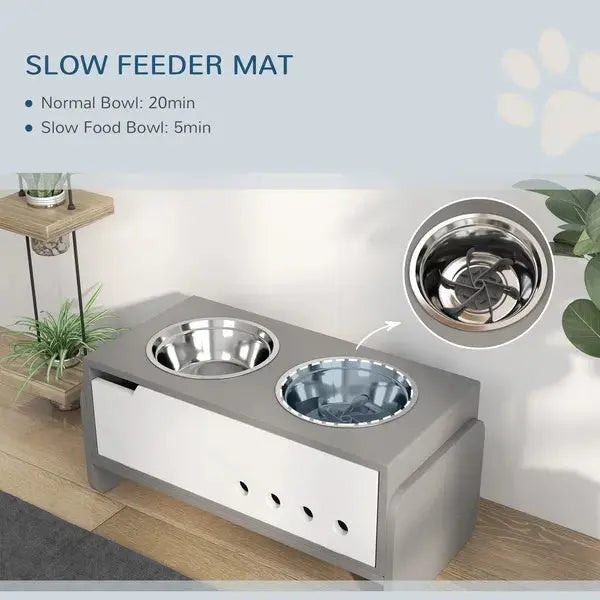 Elevated Dog Bowls | 3-Height Adjustable Stand with Slow Feeder for Large Dogs cj