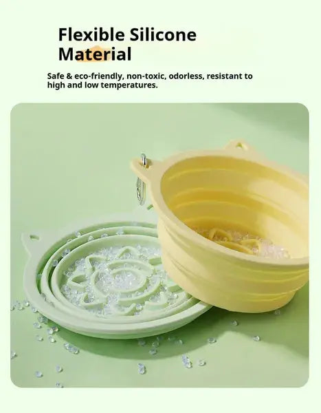 3-in-1 Collapsible Silicone Dog Bowl | Slow Feeder, Strong Suction & Travel Hook cj us